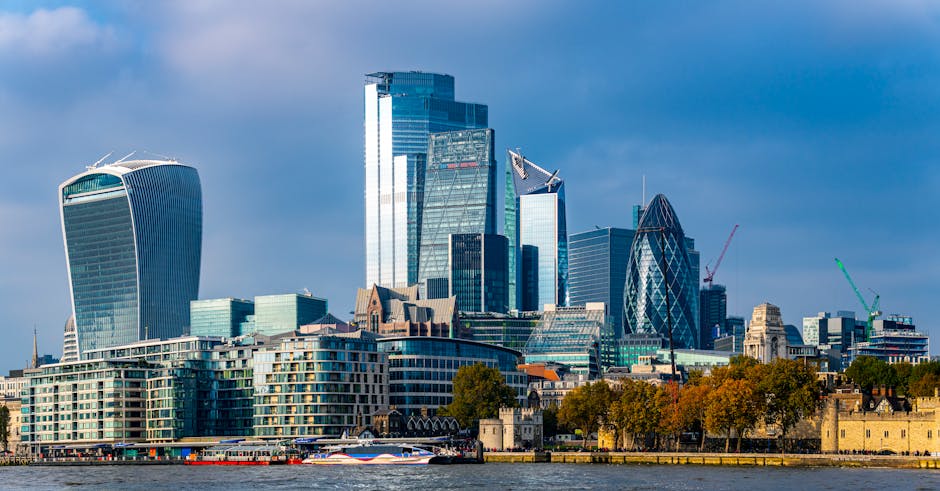 Stunning view of the London skyline featuring iconic skyscrapers along the River Thames.